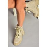 Fox Shoes T996533009 Bej Kalın Topuklu Kadın Bot