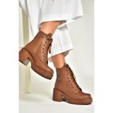 Fox Shoes T996533009 Taba Kalın Topuklu Kadın Bot