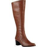 Fox Shoes Taba Kadın Çizme Suni Deri Kalın Topuklu Günlük Kullanım İçin Şık Tasarım