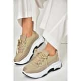 Fox Shoes U239032604 Vizon Kumaş Kalın Tabanlı Spor Ayakkabı Sneakers