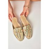 fox SHOES U250009117 Renkli Hasır Kadın Terlik, Renkli-Hasır, 37