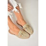 fox SHOES U250009117 Ten Hasır Kadın Terlik, Ten-Hasır, 37