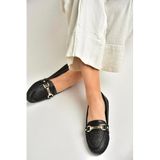 fox SHOES U250029017 Siyah Hasır Kadın Babet, Siyah-Hasir, 36