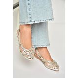 Fox Shoes U250030114 Gümüş Sim Kadın Babet