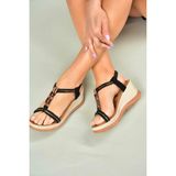 Fox Shoes U258925909 Siyah Dolgu Tabanlı Kadın Sandalet