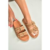 Fox Shoes U267146202 Taba Süet Kadın Terlik