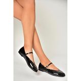 fox SHOES U272900208 Siyah Rugan Kadın Babet, Siyah-Rugan, 39