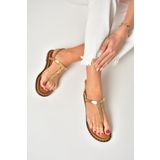 Fox Shoes U291240103 Taba Hakiki Deri Parmak Arası Sandalet