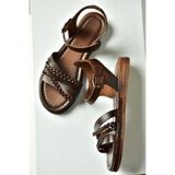 Fox Shoes U390906403 Kahverengi Hakiki Deri Kadın Sandalet