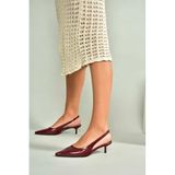 fox SHOES U518439809 Bordo Alçak Topuklu Kadın Ayakkabı, Bordo-Suni Deri, 36
