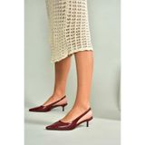 fox SHOES U518439809 Bordo Alçak Topuklu Kadın Ayakkabı, Bordo-Suni Deri, 39