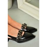 Fox Shoes U518700508 Siyah Rugan Alçak Topuklu Kadın Ayakkabı