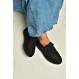 Fox Shoes U555040401 Siyah Hakiki Deri Nubuk Kadın Ayakkabı