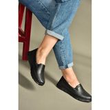 Fox Shoes U555060203 Siyah Hakiki Deri Comfort Ortopedik Taban Günlük Kadın Ayakkabı