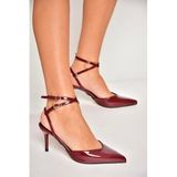 fox SHOES U654078108 Bordo Rugan İnce Topuklu Kadın Ayakkabı, Bordo-Rugan, 40