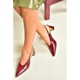 fox SHOES U654080009 Bordo Kalın Topuklu Kadın Ayakkabı, Bordo-Suni Deri, 37