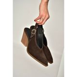 Fox Shoes U654304102 Kahverengi Hakiki Deri Süet Western Topuklu Ayakkabı