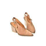fox SHOES U654304102 Vizon Hakiki Deri Süet Western Topuklu Ayakkabı, Vizon-Süet, 37