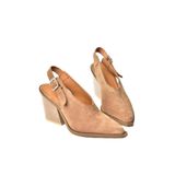 fox SHOES U654304102 Vizon Hakiki Deri Süet Western Topuklu Ayakkabı, Vizon-Süet, 40