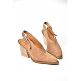 Fox Shoes U654304102 Vizon Hakiki Deri Süet Western Topuklu Ayakkabı