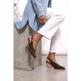 Fox Shoes U654304202 Kahverengi Hakiki Deri Süet Western Topuklu Ayakkabı