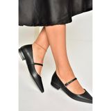 fox SHOES U725512209 Siyah Kadın Babet, Siyah-Suni Deri, 37
