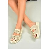 fox SHOES U725792017 Bej Hasır Kadın Terlik, Bej-Hasır, 37
