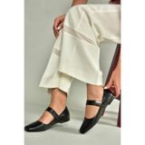 fox SHOES U726454509 Siyah Kadın Babet, Siyah-Suni Deri, 37
