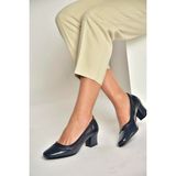 Fox Shoes U820052809 Lacivert Kalın Topuklu Kadın Ayakkabı