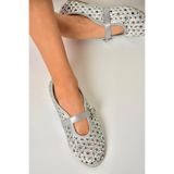 fox SHOES U820086704 Gümüş Kumaş Kadın Babet, Gümüş-Kumaş, 39