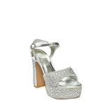 fox SHOES U820115514 Gümüş Sim Platform Topuklu Kadın Abiye Ayakkabı, Gümüş-Sim, 36
