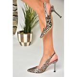 fox SHOES U820562207 Leopar Yılan Baskı İnce Topuklu Kadın Ayakkabı, Leopar-Yılan Baskı, 37