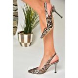 fox SHOES U820562207 Leopar Yılan Baskı İnce Topuklu Kadın Ayakkabı, Leopar-Yılan Baskı, 38