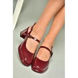 fox SHOES U820930008 Bordo Rugan Kalın Topuklu Kadın Ayakkabı, Bordo-Rugan, 37
