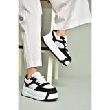 Fox Shoes U973219002 Siyah/beyaz Kalın Tabanlı Spor Ayakkabı Sneakers - 01-Siyah - Beyaz