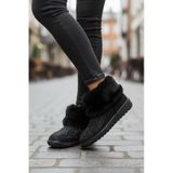 Fox Shoes V250014702 Siyah Süet Tüylü Kadın Bot