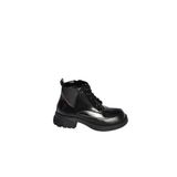 fox SHOES V312400309 Siyah Kalın Tabanlı Bağcıklı Kadın Bot, Siyah-Suni Deri, 37