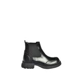 fox SHOES V312402609 Siyah Kalın Tabanlı Lastik Detaylı Kadın Bot, Siyah-Suni Deri, 37
