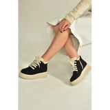Fox Shoes V367343402 Siyah Süet İçi Tüylü Kalın Tabanlı Kadın Bot