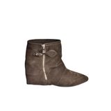 fox SHOES V380518102 Kahverengi Süet Düz Taban Fermuar Detaylı Kadın Bot, Kahverengi-Süet, 38
