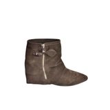 fox SHOES V380518102 Kahverengi Süet Düz Taban Fermuar Detaylı Kadın Bot, Kahverengi-Süet, 40