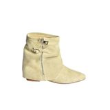 fox SHOES V380614202 Bej Hakiki Deri Süet Fermuar Detaylı Günlük Kadın Bot, Bej-Süet, 38