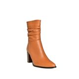 fox SHOES V398095103 Taba Hakiki Deri Kalın Topuklu Kadın Bot, Taba-Hakiki Deri, 40