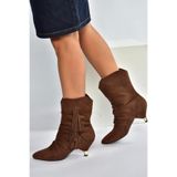 fox SHOES V404022202 Kahverengi Süet Alçak Topuklu Püsküllü Kadın Bot, Kahverengi-Süet, 39