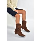 Fox Shoes V404022202 Kahverengi Süet Alçak Topuklu Püsküllü Kadın Bot
