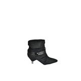fox SHOES V404022302 Siyah Süet Alçak Topuklu Kadın Bot, Siyah-Süet, 37