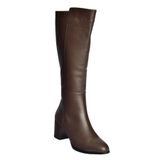Fox Shoes V468213103 Kahverengi Hakiki Deri Kalın Topuklu Kadın Çizme