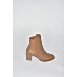fox SHOES V468581003 Vizon Hakiki Deri Kalın Topuklu Kadın Bot, Vizon-Hakiki Deri, 35