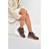 Fox Shoes V555011003 Kahverengi Hakiki Deri Comfort Ortopedik Taban Bağcıklı Kadın Bot