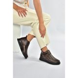 Fox Shoes V555070703 Kahverengi Hakiki Deri Comfort Ortopedik Taban Kadın Ayakkabı